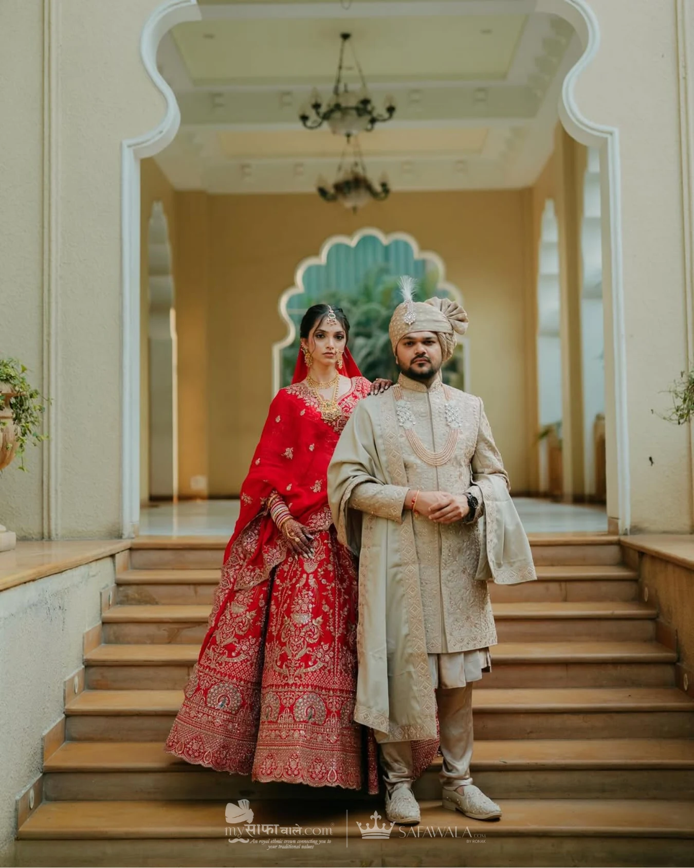 Coordinated ivory wedding pagdis for a formal celebration